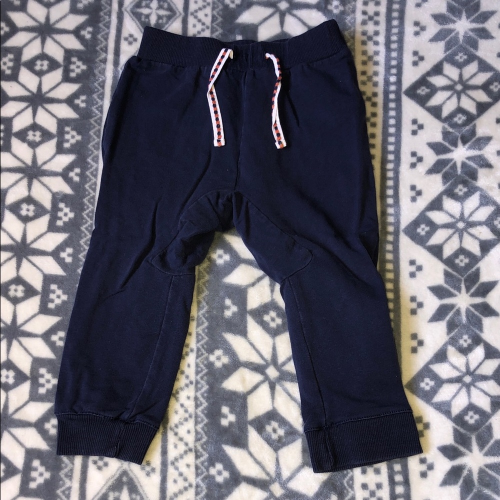 Navy Blue Kids Joggers with Striped Drawstring